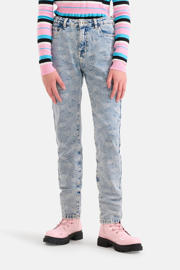 thumbnail: Shoeby high waist tapered fit jeans met jacquard light blue denim