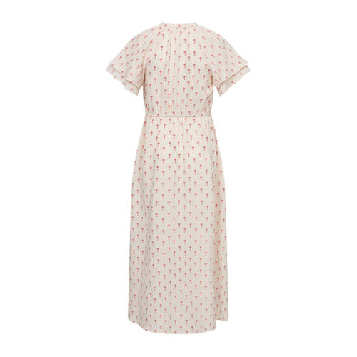 Sofie Schnoor maxi jurk ecru roze Meisjes Polyester V-hals Effen 152