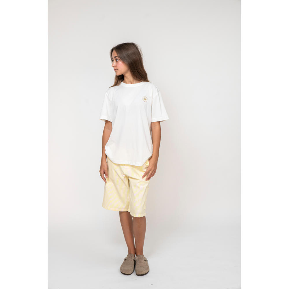 Witte meisjes Sofie Schnoor T-shirt van katoen met effen, korte mouwen en ronde hals