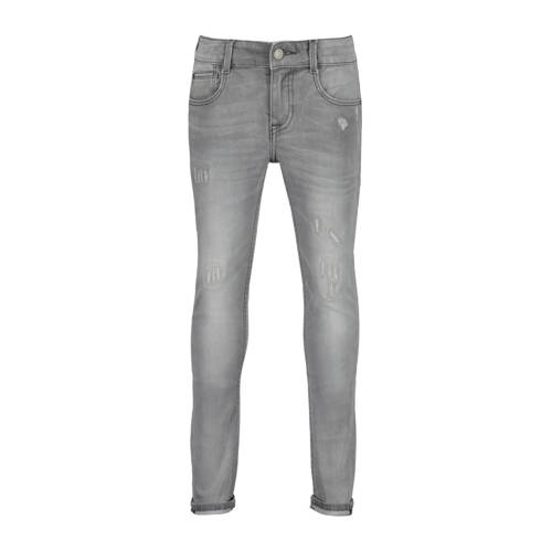 Raizzed skinny jeans Tokyo Crafted met slijtage mid grey stone Grijs Jongens Stretchdenim