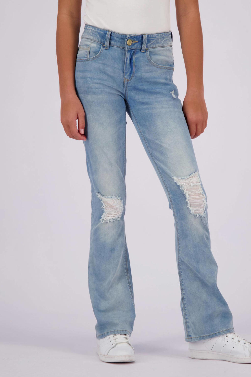 Light blue denim meisjes Raizzed flared jeans Melbourne Crafted stone van stretchdenim met regular waist, rits- en knoopsluiting en effen