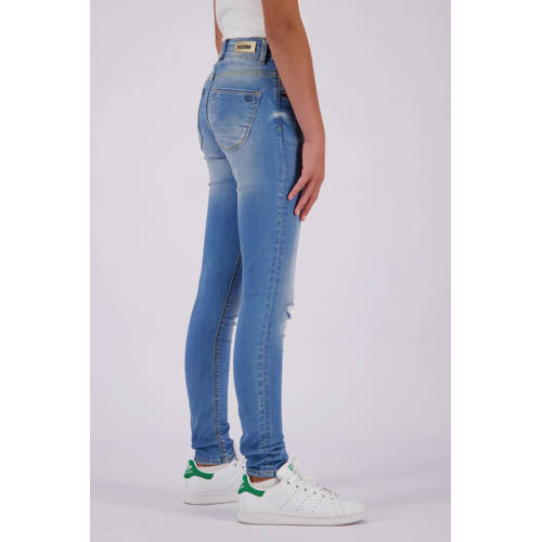 Raizzed skinny jeans Chelsea Crafted met slijtage mid blue stone Blauw Meisjes Stretchdenim 128