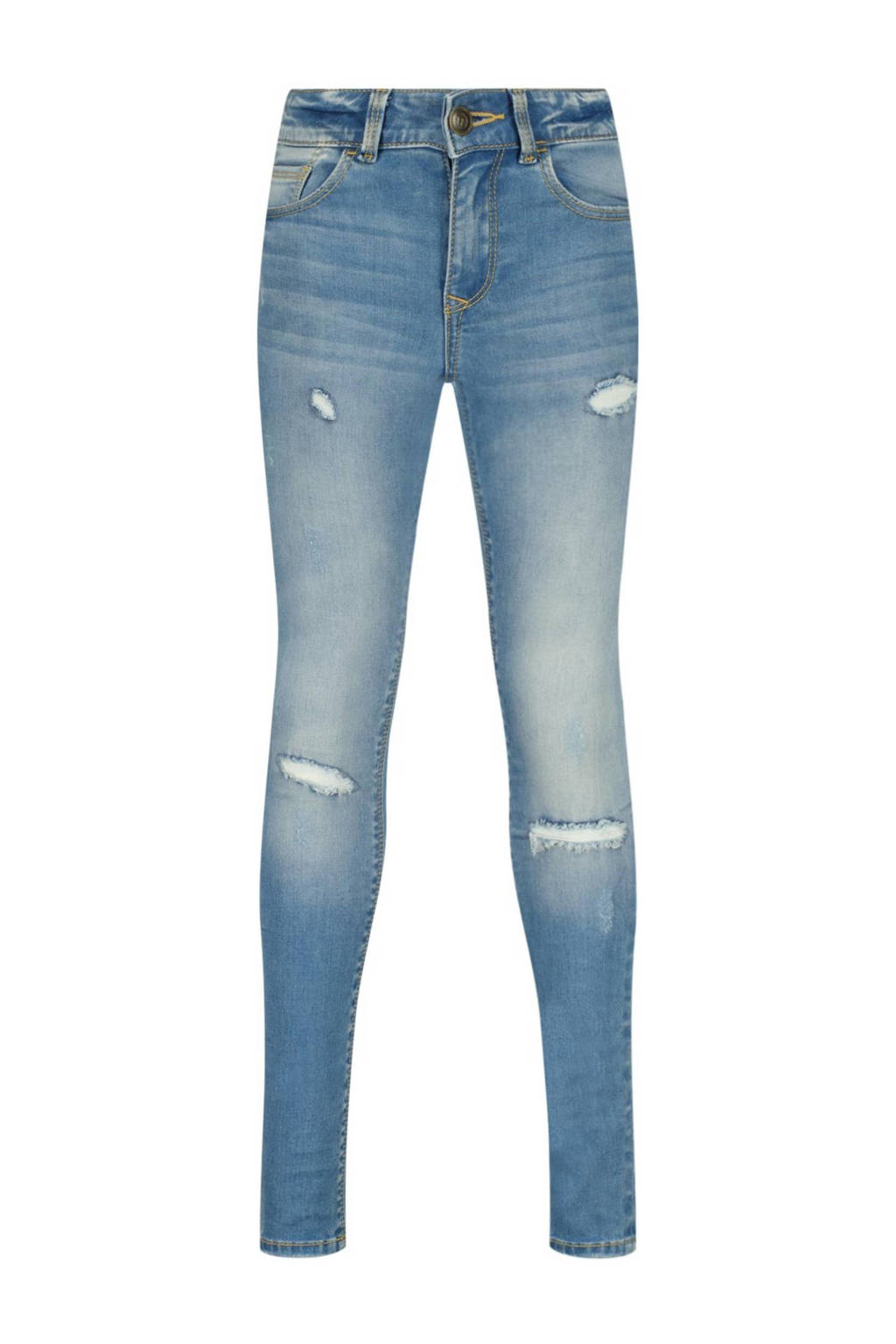 skinny jeans Chelsea Crafted met slijtage mid blue stone