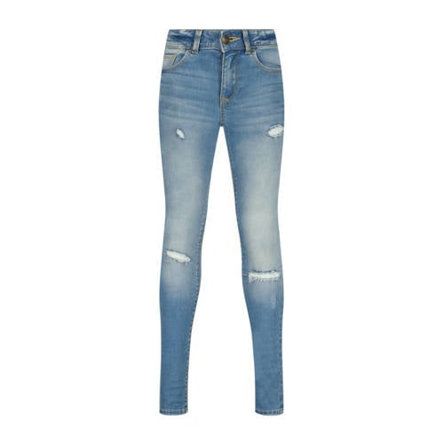 Raizzed skinny jeans Chelsea Crafted met slijtage mid blue stone Blauw Meisjes Stretchdenim