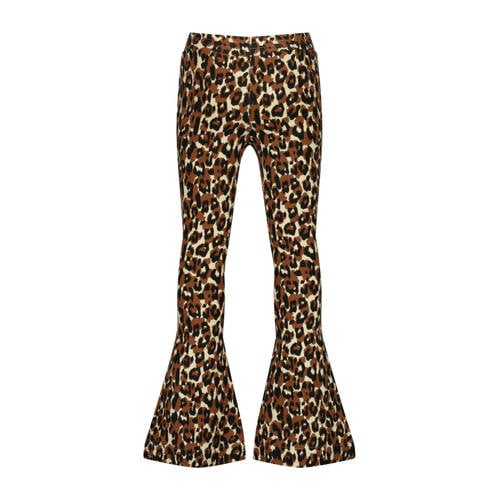 Raizzed flared broek Tine met all over print beige bruin Meisjes Stretchkatoen 128