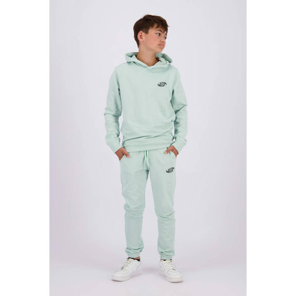 Groene jongens Raizzed hoodie Nezar van sweat materiaal met backprint, lange mouwen, capuchon en geribde boorden