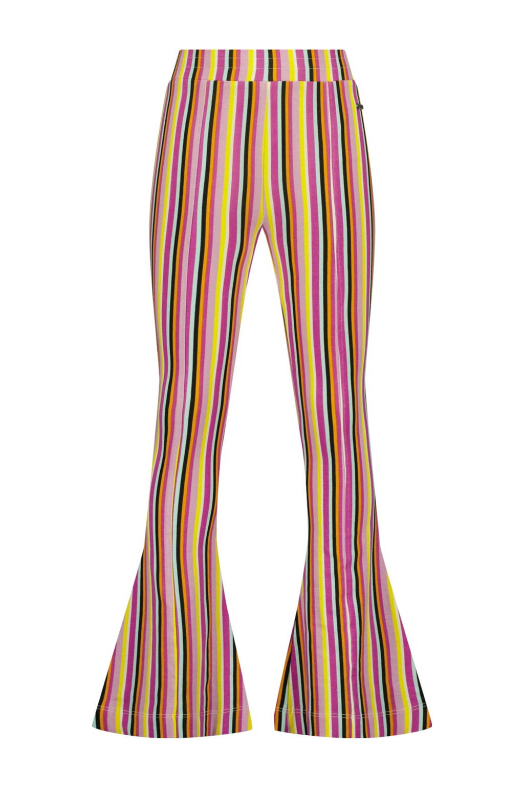 Lila, geel en multikleurige meisjes Raizzed flared broek Sanima multicolor van stretchkatoen met elastische tailleband en effen