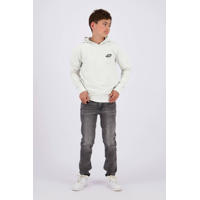 thumbnail: Grijze jongens Raizzed hoodie Nezar van sweat materiaal met backprint, lange mouwen, capuchon en geribde boorden