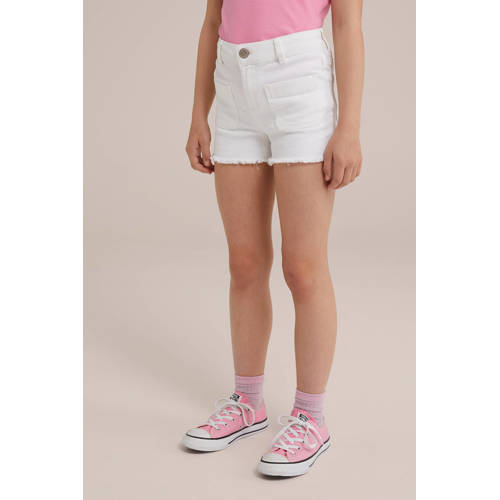 WE Fashion slim fit casual short wit Korte broek Meisjes Stretchkatoen 152