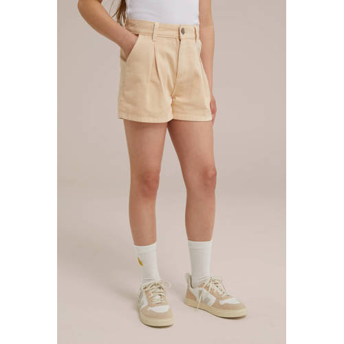 WE Fashion slim fit casual short zand Korte broek Beige Meisjes Katoen 98