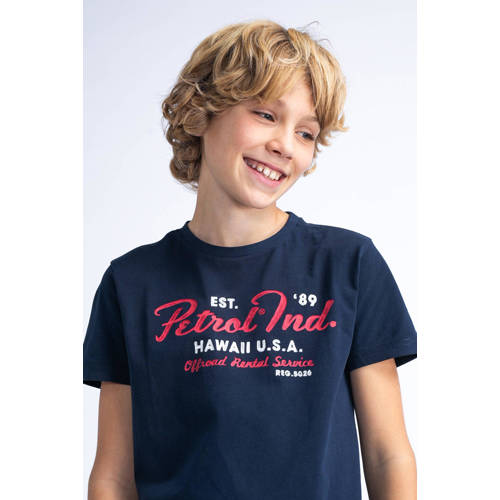 Petrol Industries T-shirt met logo donkerblauw Jongens Katoen Ronde hals 116