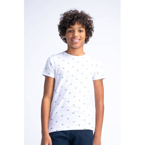 Petrol Industries T-shirt met all over print wit Jongens Stretchkatoen Ronde hals 116