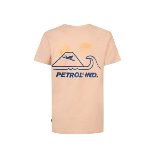 Petrol Industries T-shirt met backprint zachtoranje Jongens Katoen Ronde hals 116