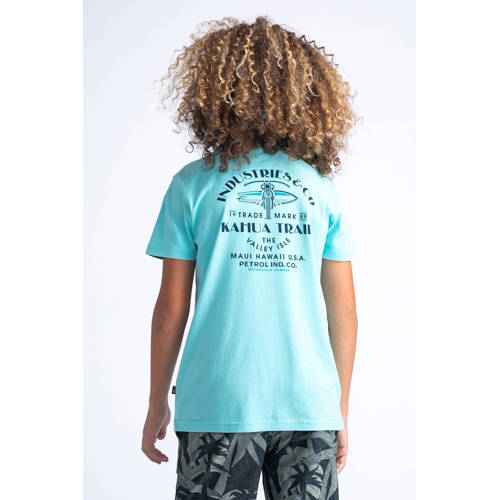 Petrol Industries T-shirt aqua blauw Jongens Katoen Ronde hals Effen 116