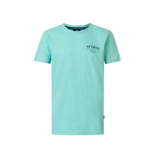 Petrol Industries T-shirt aqua blauw Jongens Katoen Ronde hals Effen