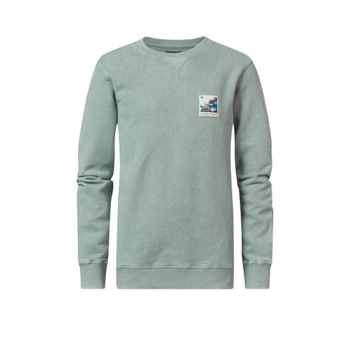 Petrol Industries sweater grijsblauw Effen