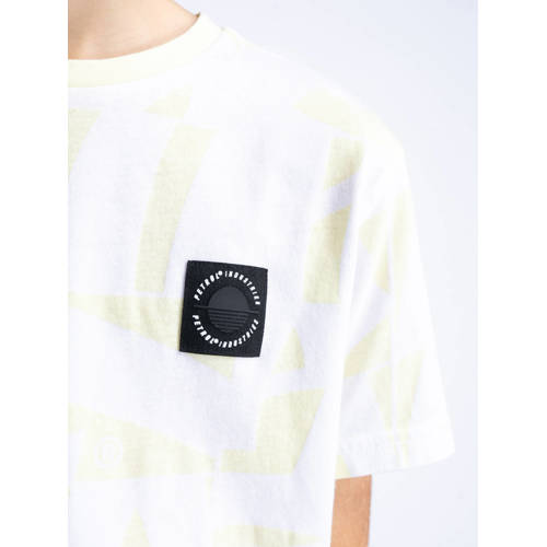 Petrol Industries T-shirt met all over print geel wit Jongens Katoen Ronde hals 116
