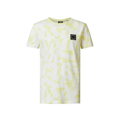 Petrol Industries T-shirt met all over print geel/wit Jongens Katoen Ronde hals