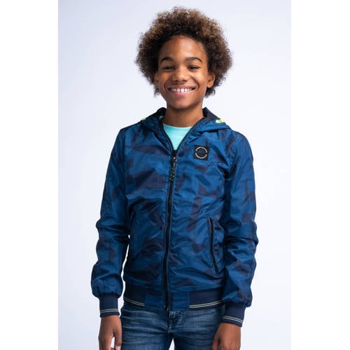 Petrol Industries zomerjas met camouflageprint blauw Jongens Polyester Capuchon 116