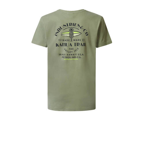 Petrol Industries T-shirt kaki Groen Jongens Katoen Ronde hals Effen 116