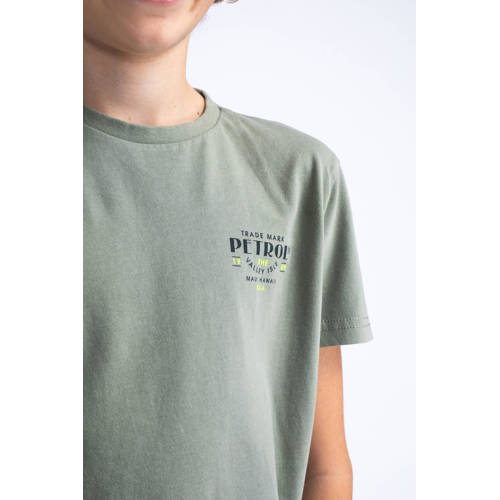 Petrol Industries T-shirt kaki Groen Jongens Katoen Ronde hals Effen 116