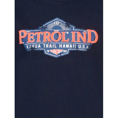 Petrol Industries T-shirt met logo donkerblauw Jongens Katoen Ronde hals 116