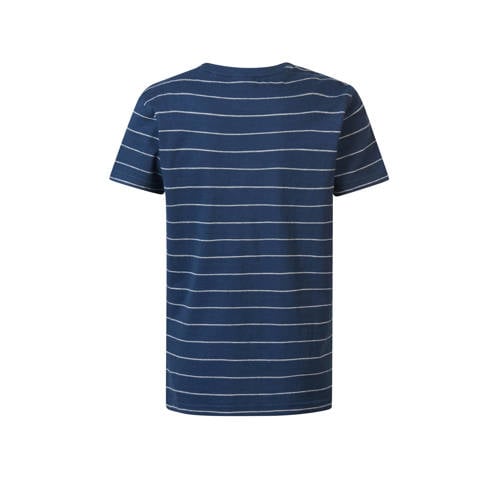 Petrol Industries gestreept T-shirt donkerblauw Jongens Katoen Ronde hals 116