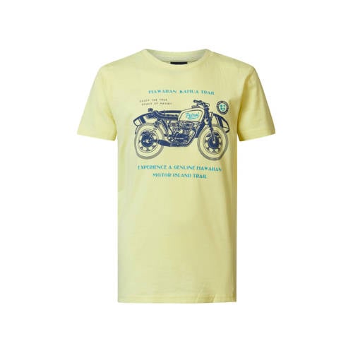 Petrol Industries T-shirt met printopdruk geel Jongens Katoen Ronde hals
