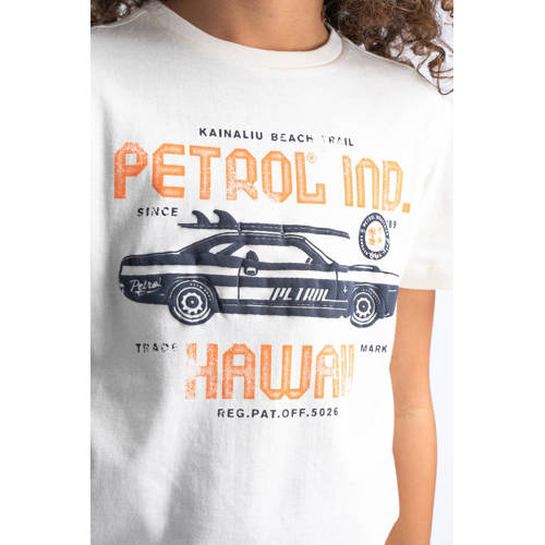 Petrol Industries T-shirt met logo offwhite Wit Jongens Katoen Ronde hals 116