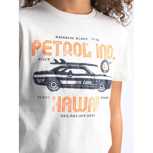 Petrol Industries T-shirt met logo offwhite Wit Jongens Katoen Ronde hals 116