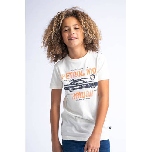 Petrol Industries T-shirt met logo offwhite Wit Jongens Katoen Ronde hals 116