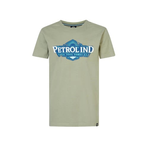 Petrol Industries T-shirt met logo lichtgroen Jongens Katoen Ronde hals