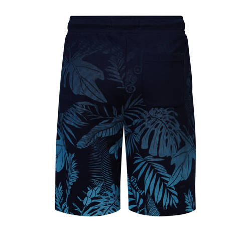 Petrol Industries sweatshort met bladprint navy Korte broek Blauw Jongens Katoen 116