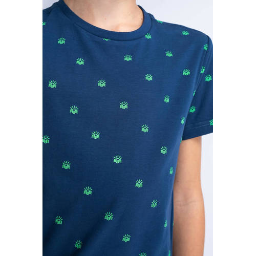 Petrol Industries T-shirt met all over print blauw Jongens Stretchkatoen Ronde hals 116