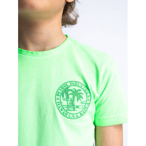Petrol Industries T-shirt fel groen Jongens Katoen Ronde hals Effen 116