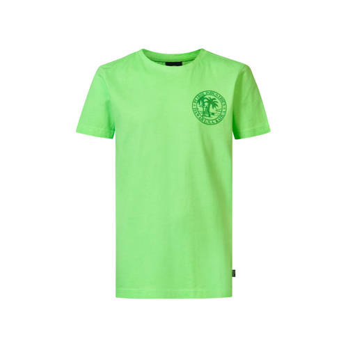Petrol Industries T-shirt fel groen Jongens Katoen Ronde hals Effen