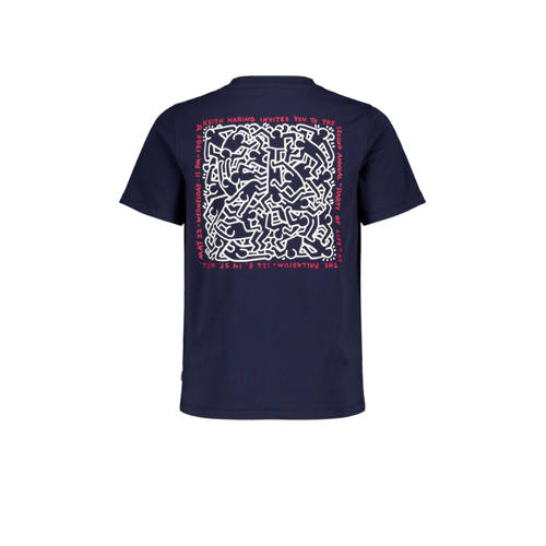 America Today T-shirt met printopdruk donkerblauw Jongens Katoen Ronde hals 158 164