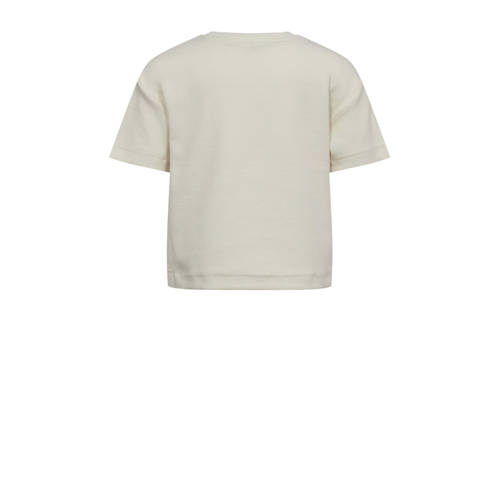 Sofie Schnoor T-shirt met printopdruk ecru blauw Meisjes Katoen Ronde hals 104