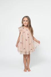thumbnail: Roze meisjes Sofie Schnoor jurk van polyester met kapmouwtjes en ronde hals