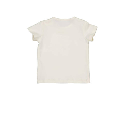 Quapi baby t-shirt ivoor Wit Jongens Stretchkatoen Ronde hals Tekst 68