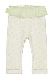 thumbnail: Lichtgeel en beige meisjes Quapi baby slim fit broek DIXIE van stretchkatoen met elastische tailleband en bloemenprint