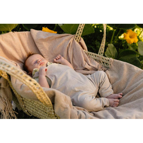 Quapi baby tuinbroek DESEP zand Beige Jongens Katoen Vierkante hals Effen 62