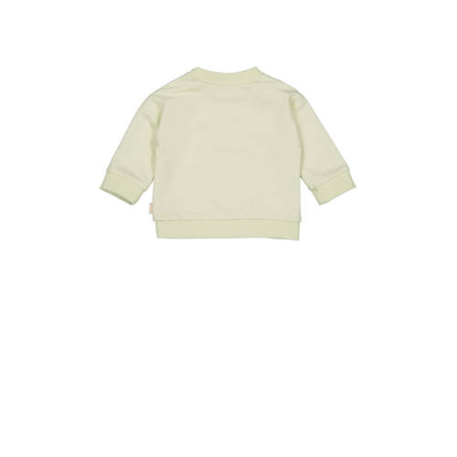 Quapi baby sweater met tekst en borduursels lichtgeel Tekst 74