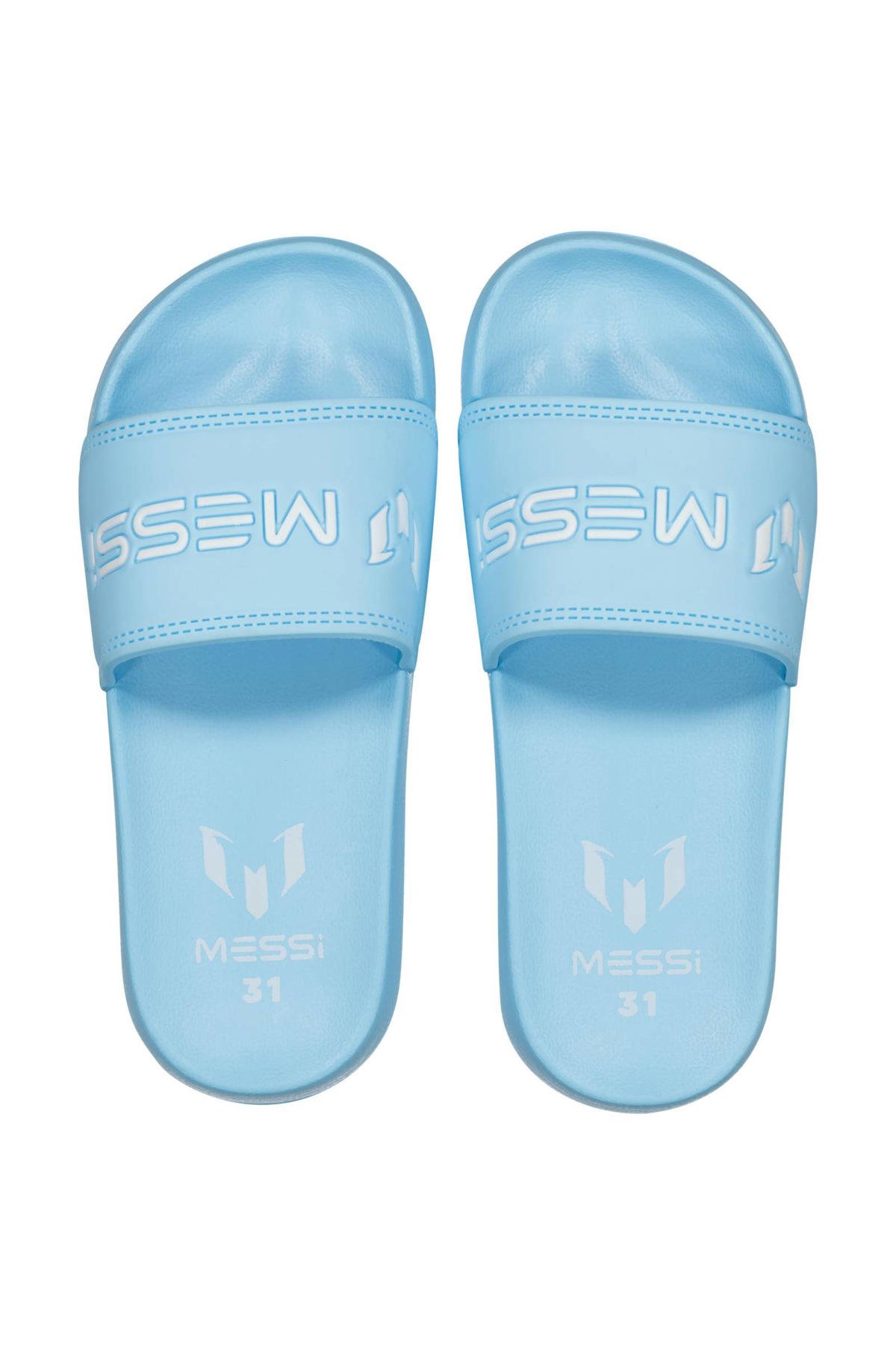 Vingino x Messi Sane slipper met logo lichtblauw
