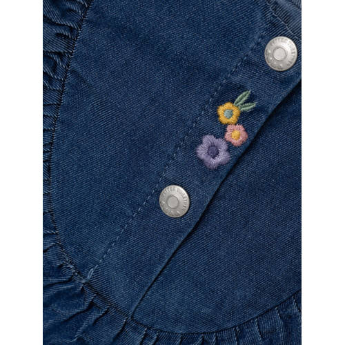 Name it BABY regular fit tuinbroek NBMBEN dark blue denim Blauw Meisjes Lyocell Ronde hals 50