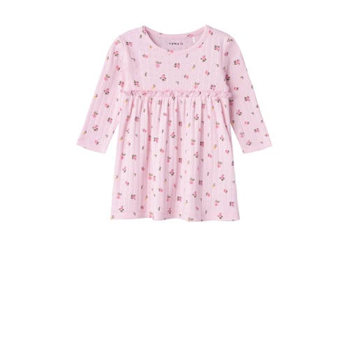 NAME IT BABY gebloemde baby jurk NBFDANINA roze Meisjes Katoen Ronde hals