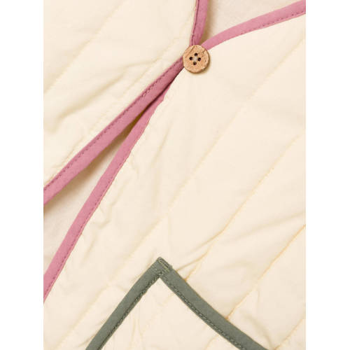 LIL' ATELIER MINI gilet NMFDUNNA met backprint en borduursels ecru roze groen Meisjes Katoen V-hals 110