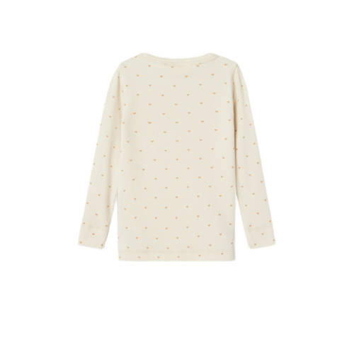 LIL' ATELIER MINI longsleeve NMFGAGO met hartjes ecru roze Meisjes Katoen Ronde hals 92