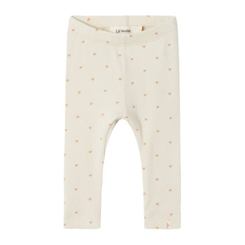 LIL' ATELIER BABY regular fit broek NBFGAGO met hartjes ecru roze Meisjes Biologisch katoen 56