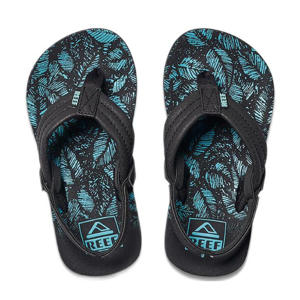 Little Ahi teenslippers zwart/aqua